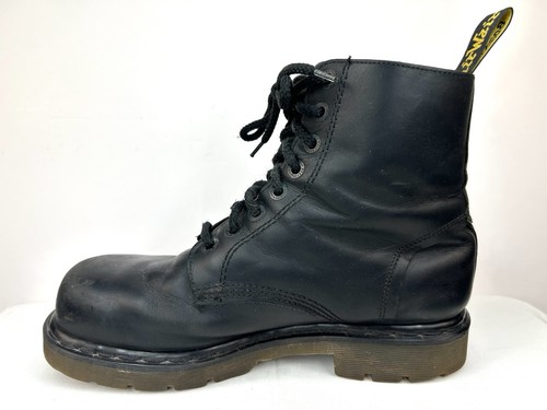 Vtg Dr. Doc Martens Black Steel Toe Work Boot Men's UK 10 Slip Resistant England - Picture 7 of 14