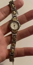 Vintage Pulni Quartz Two Tone Women’s Bracelet Watch Silver Gold Tone Japan