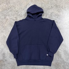 Vintage Russell Athletic Hoodie Sweatshirt Mens XL Blue Fleece Blank USA 90s