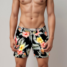 George Swim Short Mens L 36-38 x 9 20L Multicolor Floral Pokts Lined Poly/Spdx