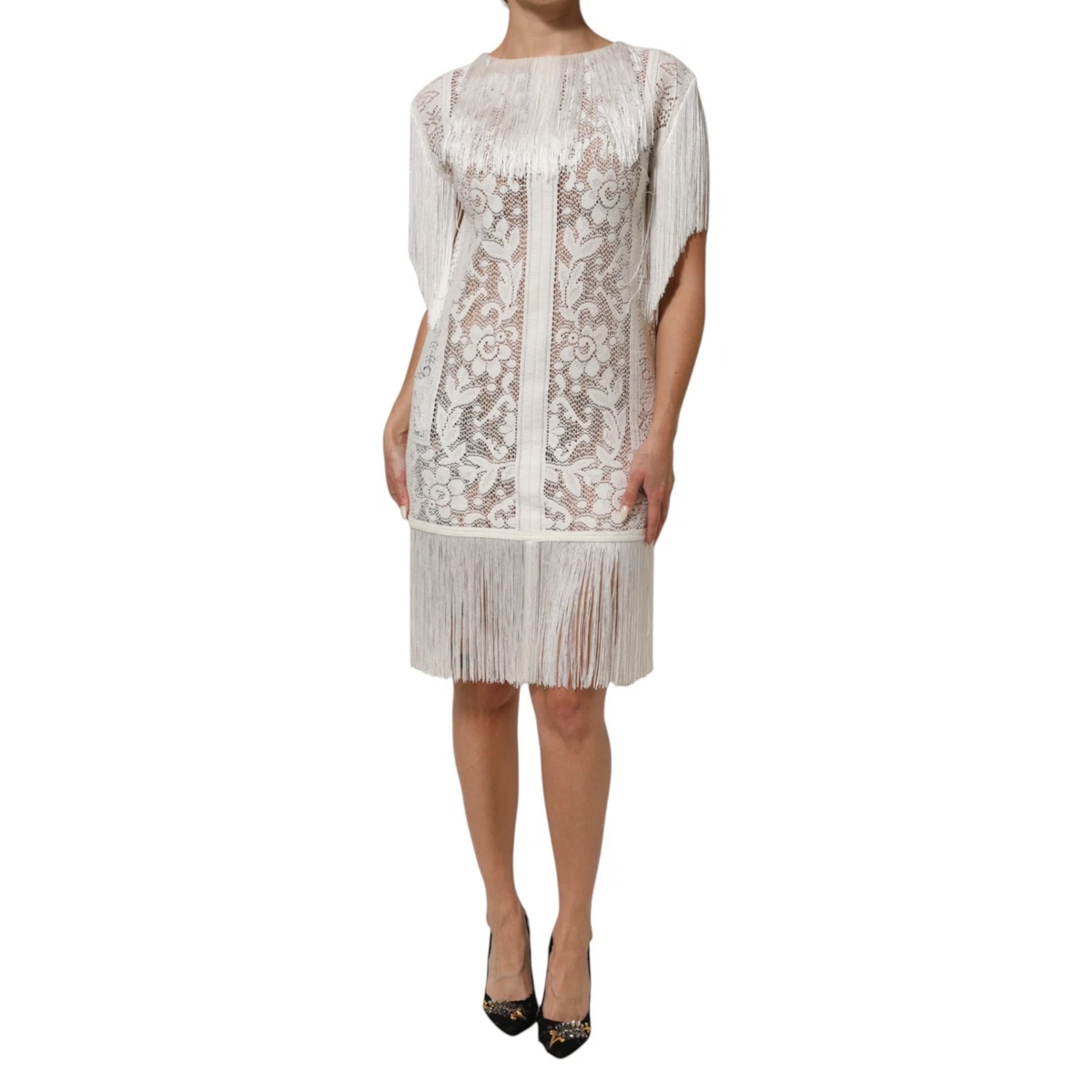 d&g white lace dress The Gwendolyn Dress in White Chantilly Lace 00 / White Chantilly Lace
