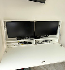 Pith & Stem DropTop Duo 27 Light Wall Mounted Folding Desk – Dual 27” Monitor