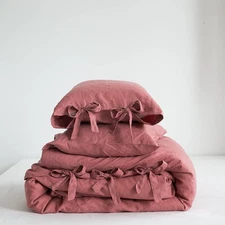 Simple&Opulence 100% Linen Duvet Cover Set, 3 Pieces Belgian Flax Breathable