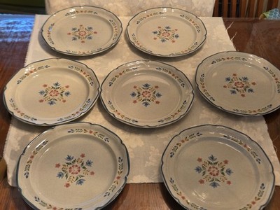 American Patchwork Collection Heritage Stoneware Round Platter  12''. Set Of 6.