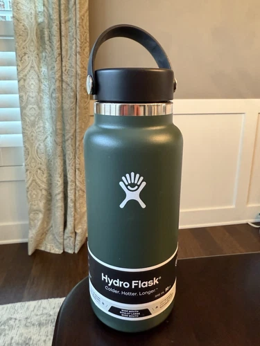 Hydro Flask 32 oz Wide Mouth FIR Green Water Bottle Dents See Photos
