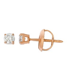 Le Vian 14K Rose Gold Stud Earring for Women 0.25 Carat Round White Diamond