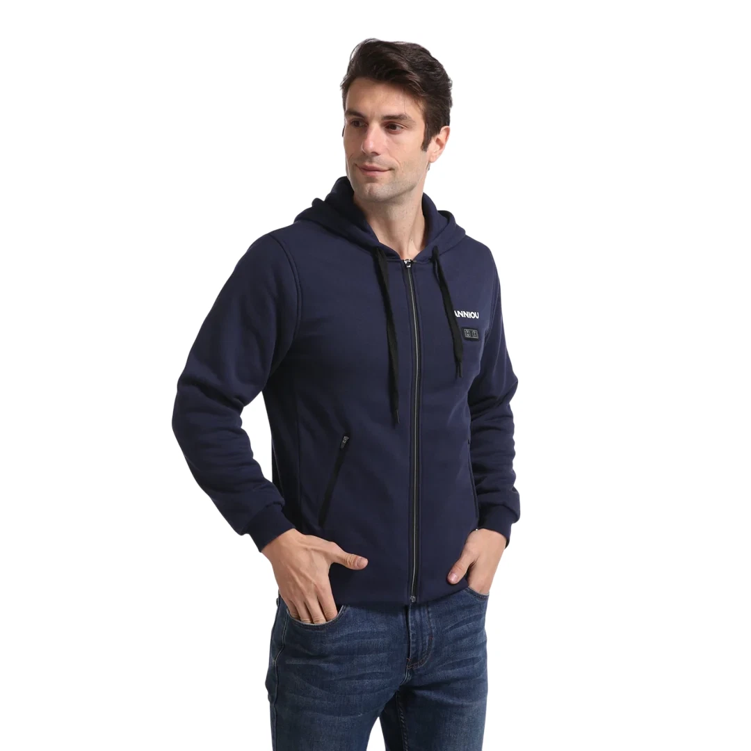 Men’s Heated Zip Up Hoodie with 5 Heating Zones, USB Powered, Winter Warm Jacket