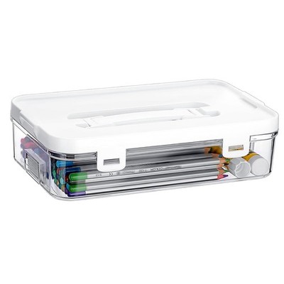 Clear Plastic Storage Container with Lid & Handle Multipurpose Craft Organizer