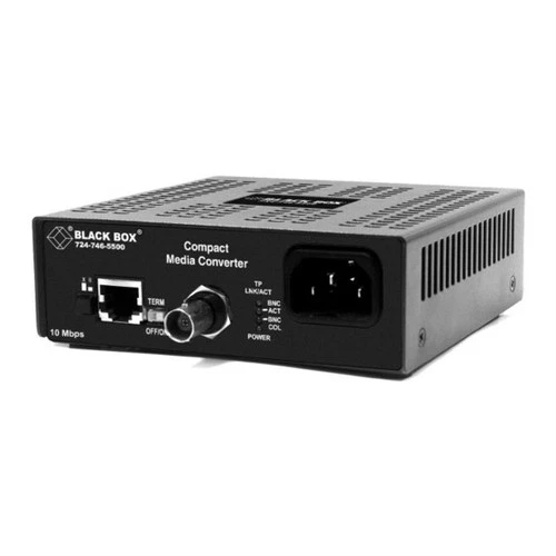 Black Box LMC009A-R5 Compact Media Converter 10Base-T/10BASE2 BNC Coax to RJ45