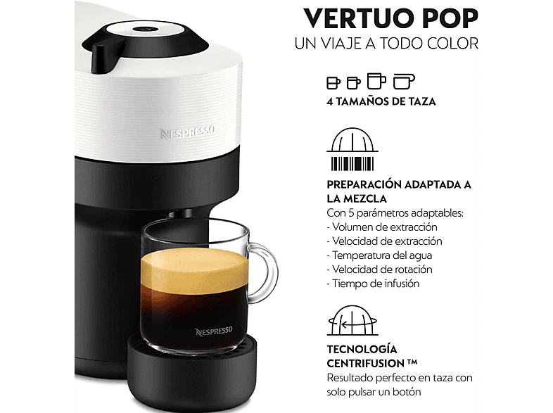 Cafetera de cápsulas - Nespresso® Krups Vertuo Pop XN920110, 1500 W, 0.56 L, - Imagen 2 de 4