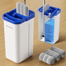 Mop and Bucket Set, Mops for Floor Cleaning with Long Handle Squeeze Flat Mop