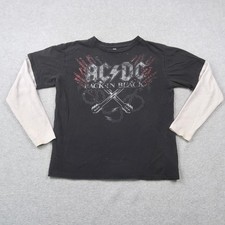 Acdc Back In Black Graphic T-shirt Mens Medium Black Thermal Layered Rockware Acdc Back In Black Graphic T-shirt Mens Medium Black Thermal Layered Rockware