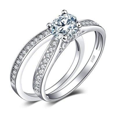 Verlobungsring Paar Eheringe Ring Silber 925 Damen, Zirkonia Silberringe Trau...