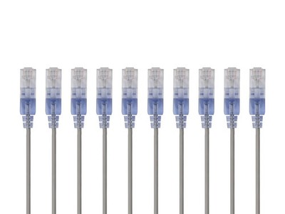 SlimRun Cat6A Ethernet Patch Cable RJ45 Stranded UTP Wire 30AWG 6in Gray 10-Pack