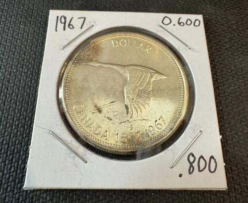 1967 Canada Silver Dollar Centennial Coin Flying Goose .800 Silver 0.6 ASW