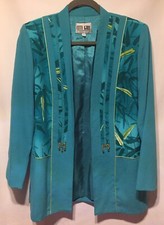 City Girl By Nancy Bolen Size Xs Open Front Jacket Long Sleeved Turquoise