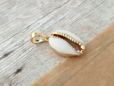 24K Gold Plated Real Puka Shell Pendant Charm