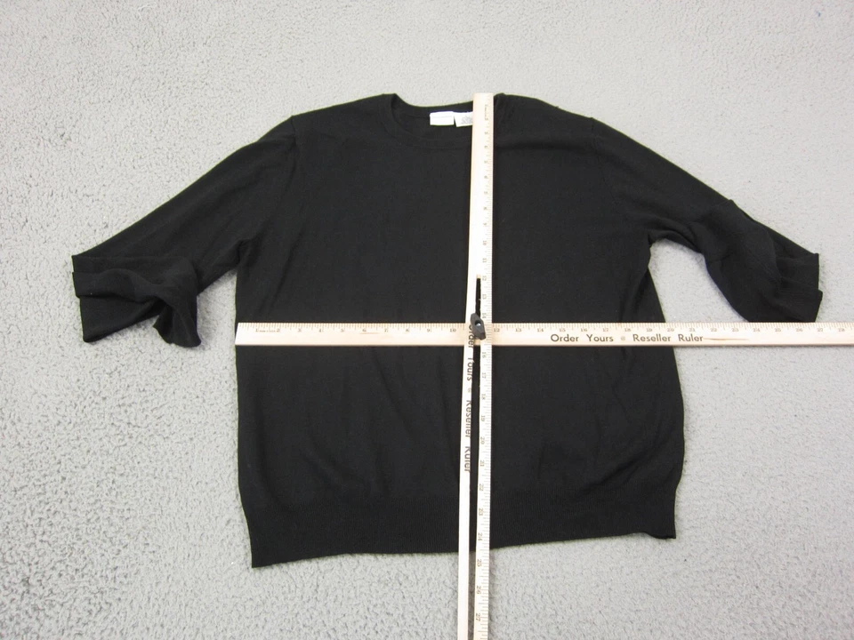 Isaac Mizrahi 毛衣女式特大号 XL 黑色丝绸棉质针织女士 — 第 4/4 张图片