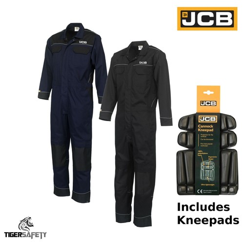 JCB Trade Coveralls Mens Heavy Duty Overalls Boilersuit Mechanics With
