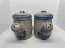 Rowe Pottery Works Salt & Pepper Shakers w/Stoppers EUC
