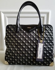 *new!* Tre Vero $300 Studded Embossed Black Handbag Leather Suede Purse Satchel
