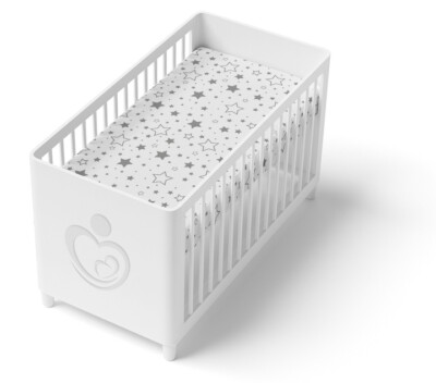 100% BAUMWOLLE BABYBETT SPANNBETTLAKEN BEDRUCKTES DESIGN PASSFORM KINDERBETT 120x60cm Milchstraße