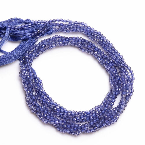 Bijoux perles rondes rondelles 2 mm bleu naturel iolite 33 cm brin AB-6 - Photo 1/2