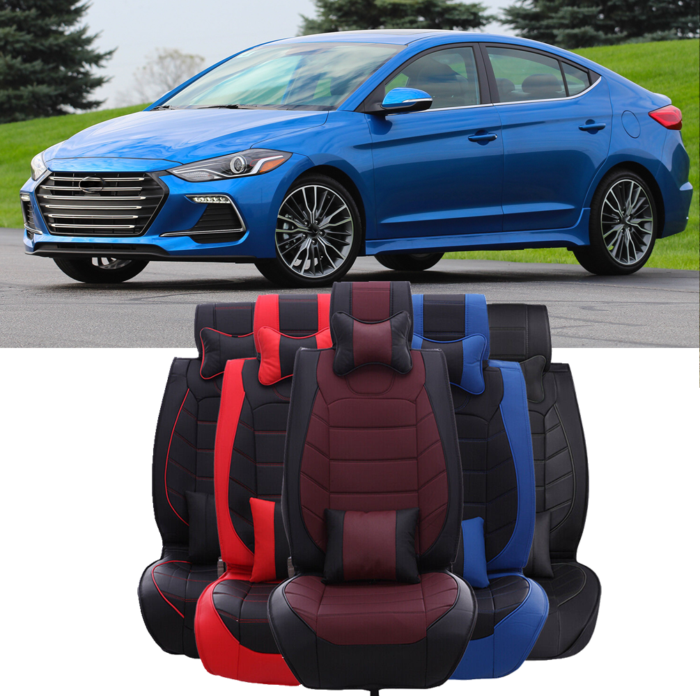 For Hyundai Elantra PU Leather Front&Rear Car Seat Covers 2/5-Seats Cushion