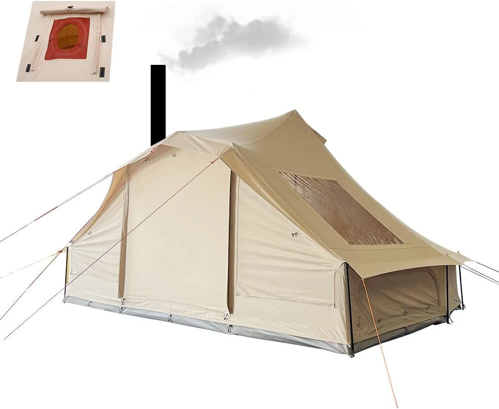Large Glamping Tent Camping Cotton Canvas Teepee Tent w/ Stove Jack 10  person | eBay