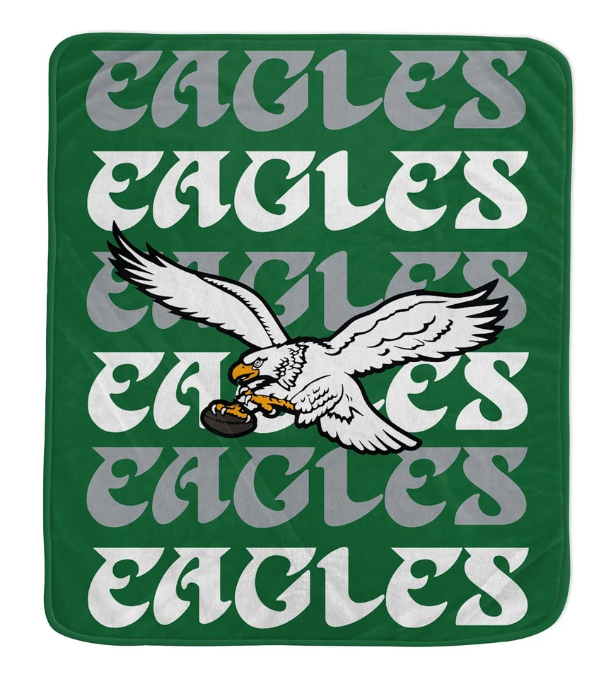 Philadelphia Eagles NFL Pegasus 60x70 Kelly Green Retro Ultra Soft Throw Blanket