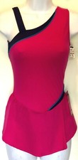 GK ONE SHOULDER ADULT SMALL SLVLS PINK MATTE TRICOT FIGURE SKATE DRESS AS NWT