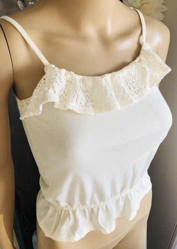 CAMISOLE TOP GIRL’S AGE 8/10 CREAM ADJUSTABLE STRAPS ELASTICATED FRILLED WAIST - Picture 2 of 11