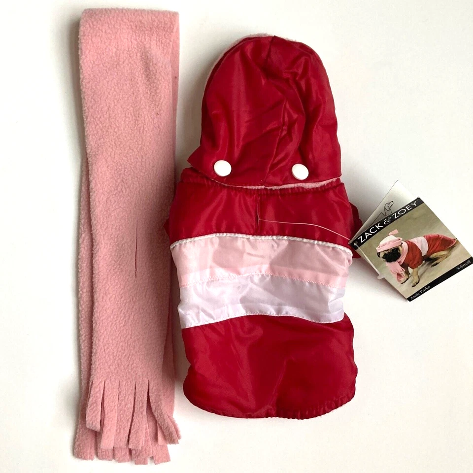 Zack Zoey Dog Arctic Parka & Scarf XS Fleece Lined Coat Detachable Hood HAT FLAW - Image 2 of 4