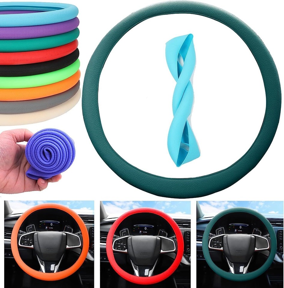 MELIVO Auto Car Silicone Steering Wheel Cover Non-Slip Thin Grip Grey For 13 16 5 Inch - Foto 10