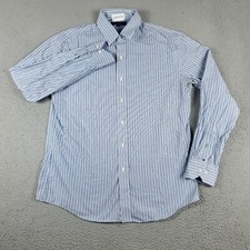 Tommy Hilfiger Shirt Mens 16 Blue Striped Dress Button Up Long Sleeve