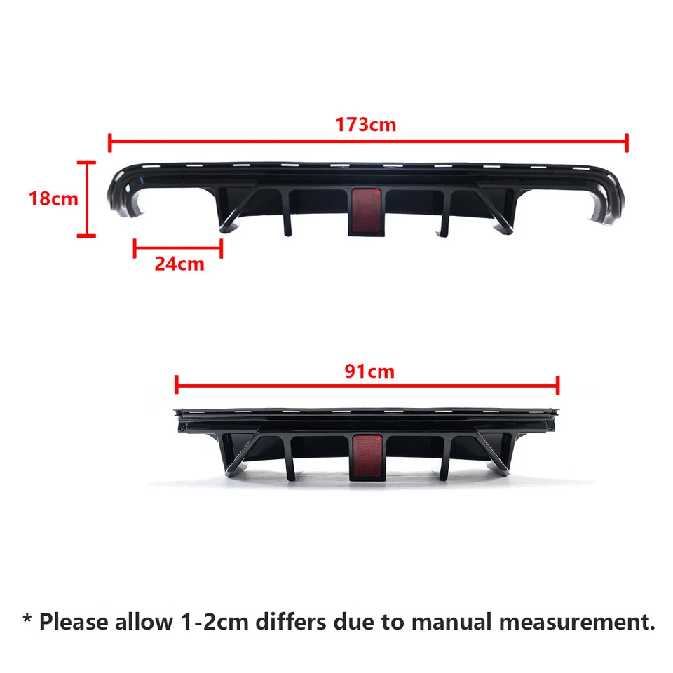 For Grand Cherokee SRT Trackhawk W/ Quad Exhaust Tips Matte Rear Bumper Diffuser - Image 3 of 4