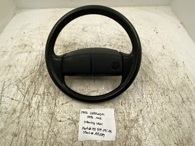 88-92 VOLKSWAGEN JETTA GOLF MK2 BLACK STEERING WHEEL W/ HORN PAD 191419091AG