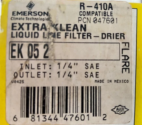 Alco Extra Klean Liquid Line Filter Drier 1/4" Flare EK 05 2 INLET 1/4