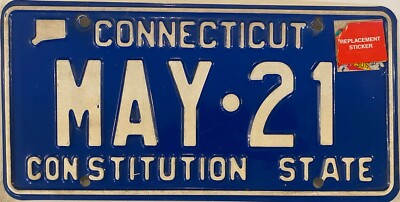Vanity MAY 21 license plate Birthday Wedding Date Anniversary CT