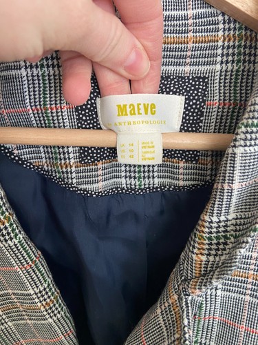 Anthropologie Maeve Lilith Oversized Blazer Jacket Sz. 10 Plaid Double Breasted - Picture 4 of 6