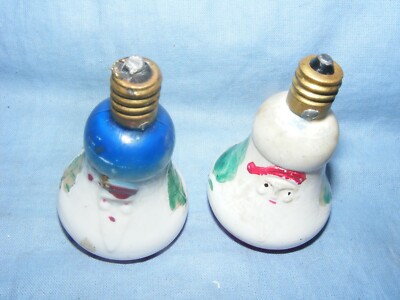 Christmas Figural Light Bulb 2 Bells Vintage Glass Old Decoration C7 Working
