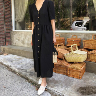 Women's Long Dress Maxi Dress Linen-Inspired Dresses Casual Dress Stylish Casual Vacation Daily Date Regular Fit Plain Sleeveless V Neck Black Blue