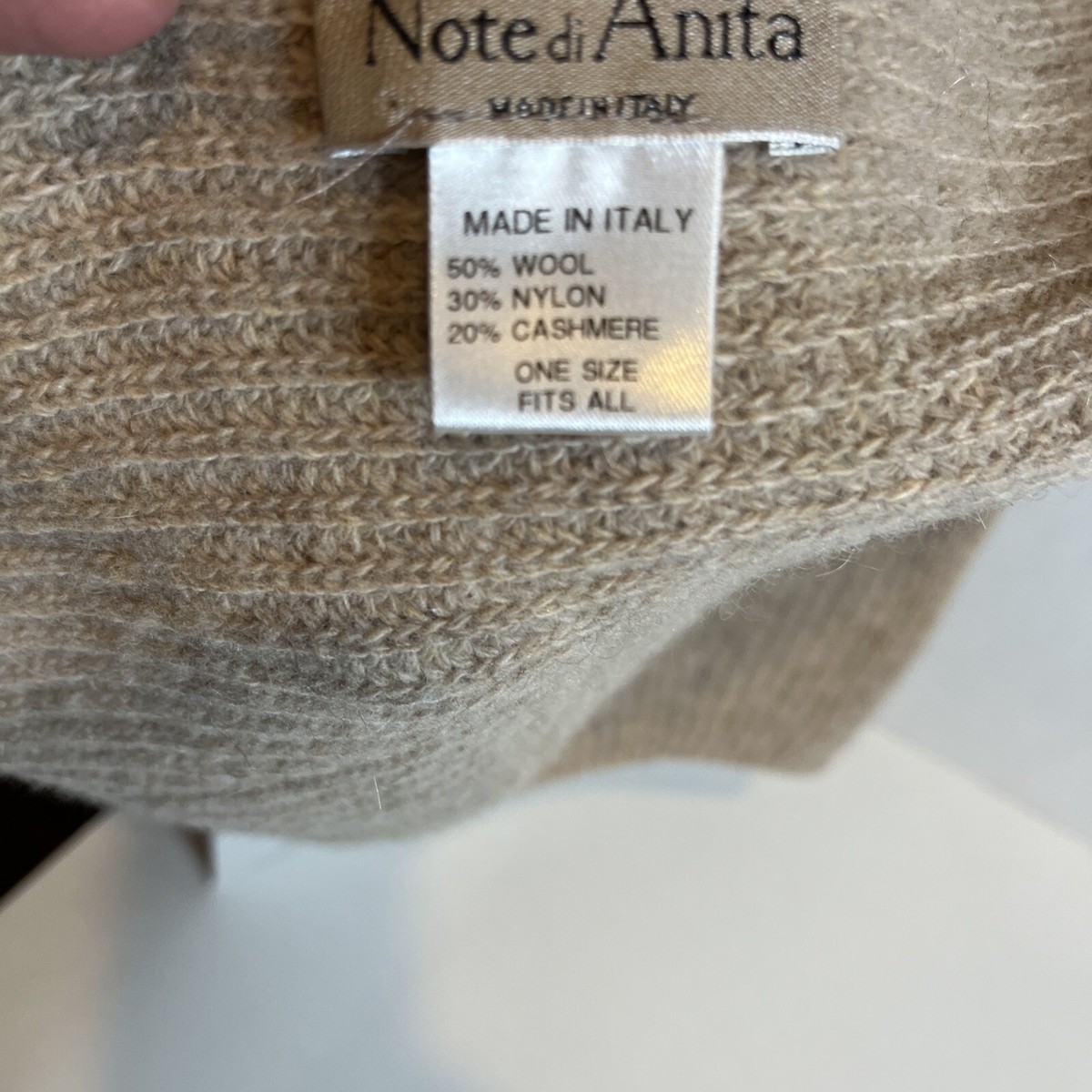 Note di Anita Wool & Cashmere blend ribbed knit scarf Tan