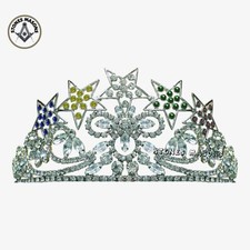 Order OF Eastern Star Masonic OES 5 Star Silver Tone Crown With Colored Stars