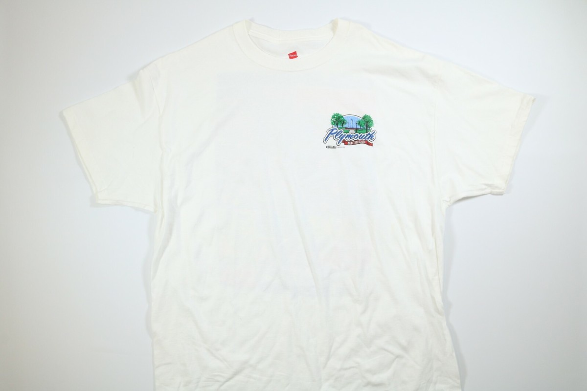 Mens Hanes White Plymouth MI T Shirt XL EUC | eBay