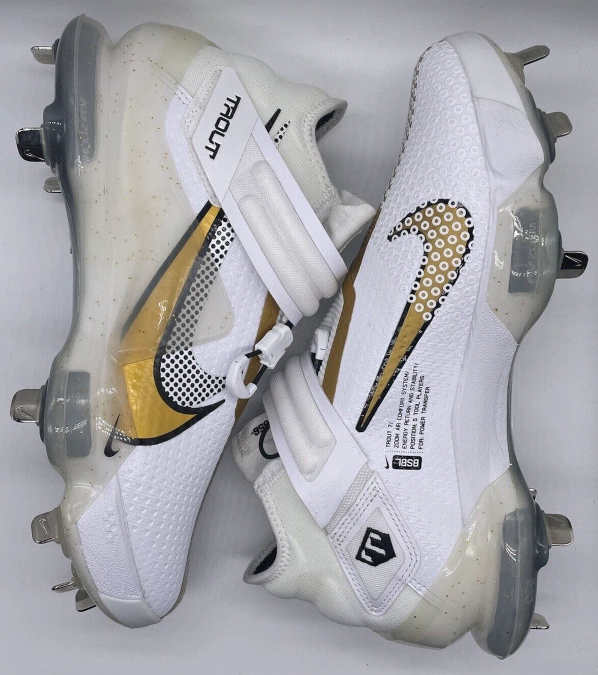 Nike Force Zoom Trout 7 Pro Baseball Cleats White Gold CI3134-106 Size 7.5 NIB