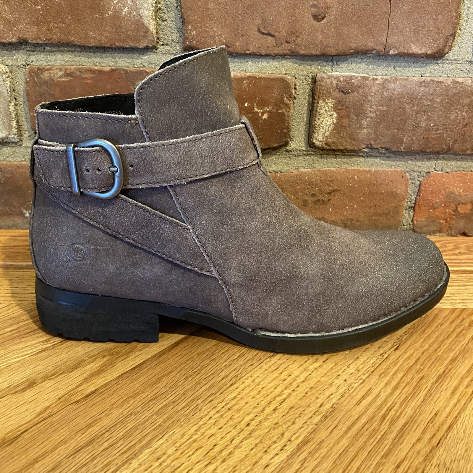 Grey Leather Ankle Boots Booties Size 