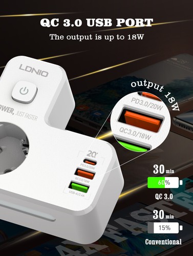 5-IN-1 Doppelstecker für Steckdose Adapter 2 fach Steckdosenverteiler mit USB DE - Bild 5 von 11