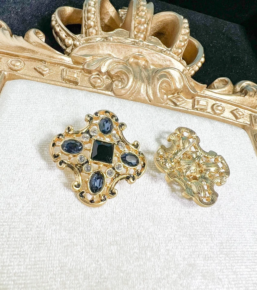 Pendientes de zafiro vintage, pendientes de piedras preciosas azules, pendientes de cristal nupcial, regalo Foto 3 de 4