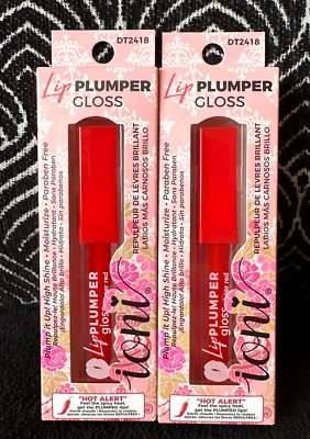 2pk IONI SHEER RED LIP PLUMPER HIGH SHINE LIPGLOSS FULL LIP EFFECT LIP GLOSS LOT